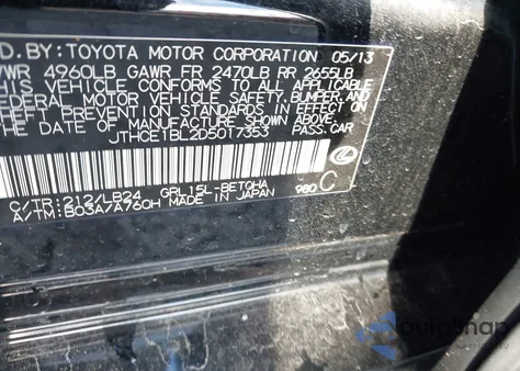 2013 Lexus Gs 350 from USA, damaged, VIN JTHCE1BL2D5017353